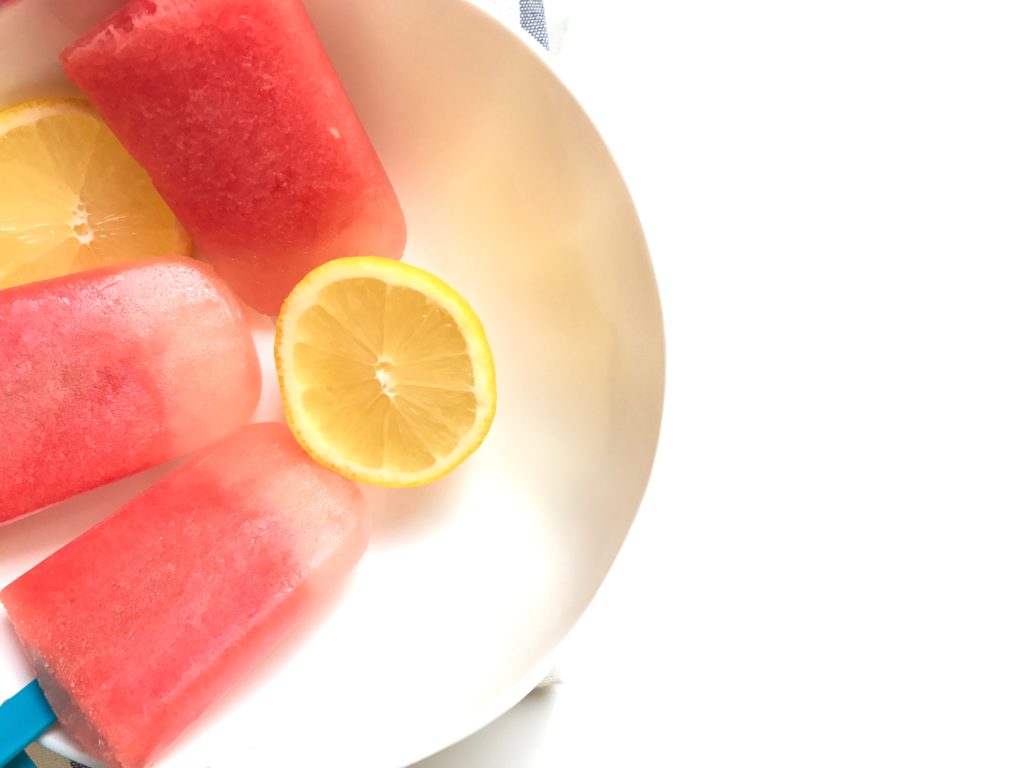 watermelon and lemon ice pops