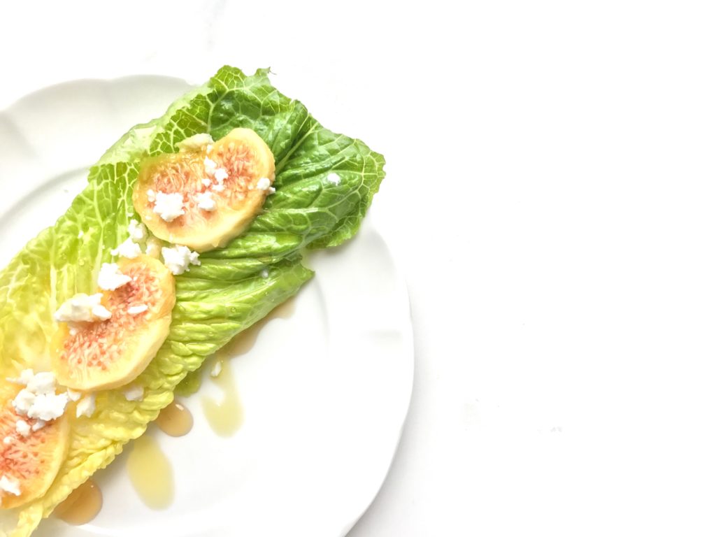 Maple drizzled fig and feta lettuce boats